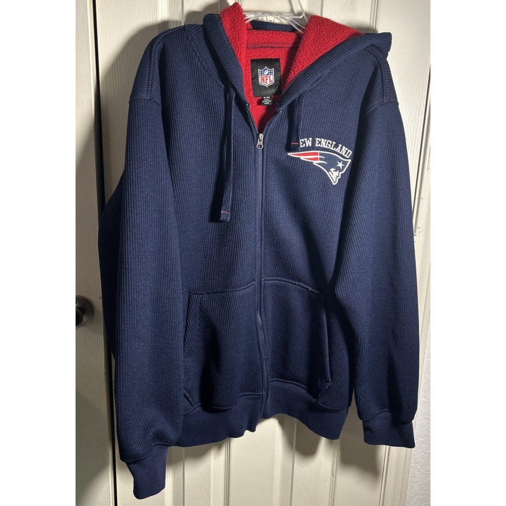 NFL New England Patriots‎ Full Zip Hoodie Waffle Knit Jacket Men Size XL